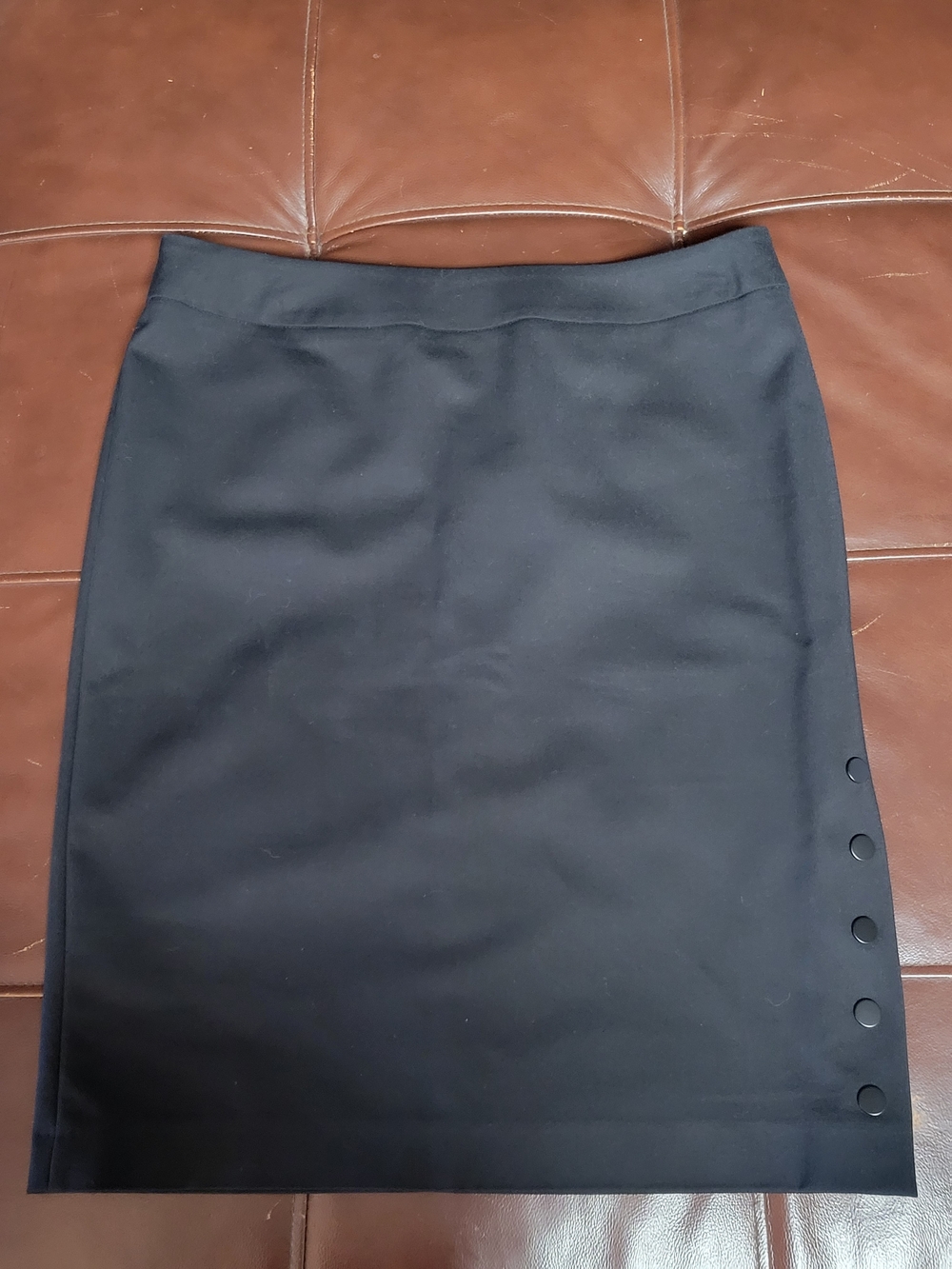 Calvin Klein Black Pencil Skirt with Side Button Accents